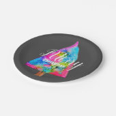 クリスマスモダンの木ファンキー色は青とピンク ペーパープレート (アングル)