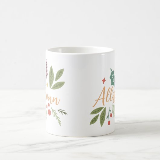 クリスマスモダンの果実が君の名前を紅葉させる コーヒーマグカップ (中央)
