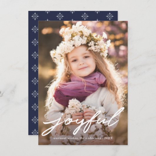 クリスマスモダンの楽しい手書きの写真 シーズンカード (正面/裏面)