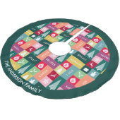 クリスマスモダンの祝いカラフル名 ブラッシュドポリエステルツリースカート (アングル)