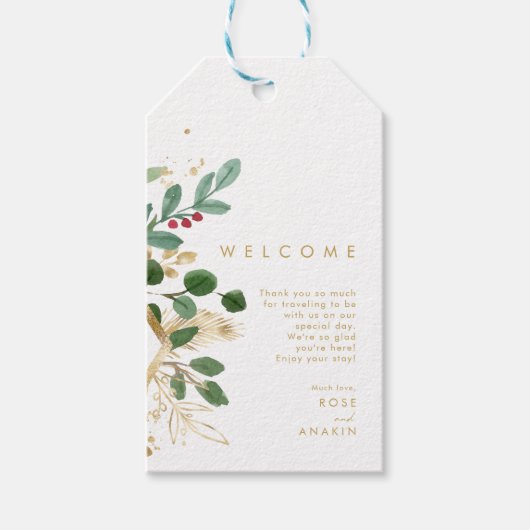 クリスマスモダンの緑 |ウェルカムギフトラベル ギフトタグ (正面)