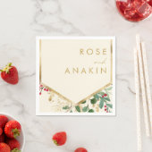 クリスマスモダンの緑 |クリーム結婚のナプキンス スタンダードカクテルナプキン (インサイチュ)