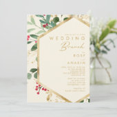 クリスマスモダンの緑 |クリーム結婚のブランチ 招待状 (スタンド正面)