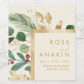 クリスマスモダンの緑 |クリーム結婚ズ ワインラベル (シングルラベル)