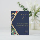 クリスマスモダンの緑 |ネイビーサンキューカード ポストカード (スタンド正面)