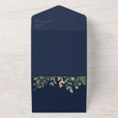 クリスマスモダンの緑 |ネイビーシールとすべての送信 オールインワン招待状 (外側)