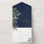 クリスマスモダンの緑 |ネイビーシールとすべての送信 オールインワン招待状 (内側)