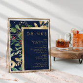 クリスマスモダンの緑 |ネイビードリンクメニュー ポスター