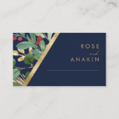 クリスマスモダンの緑 |ネイビーフラッ結婚ト プレイスカード (裏面)