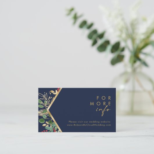 クリスマスモダンの緑 |ネイビー結婚ズWebサイト エンクロージャーカード (スタンド正面)