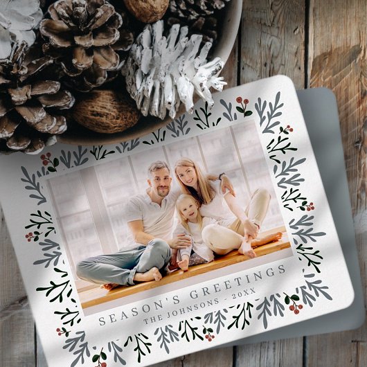 クリスマスモダンの葉と果実の植物学 シーズンカード