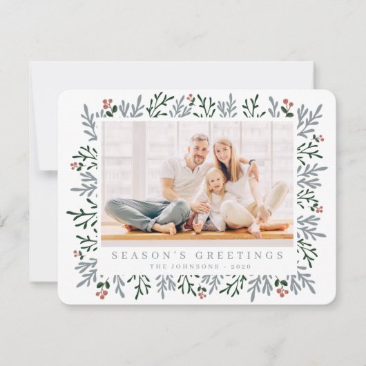 クリスマスモダンの葉と果実の植物学 シーズンカード (正面)