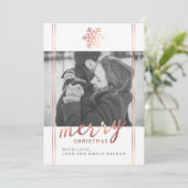 クリスマスモダンの雪片 | 白とバラ金ゴールド シーズンカード (スタンド正面)