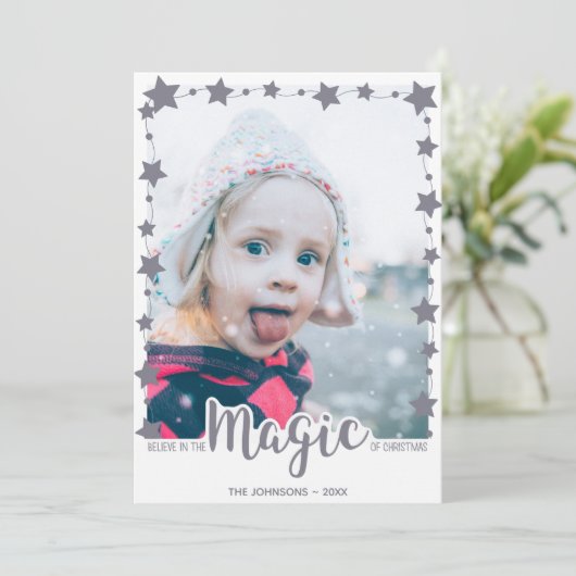 クリスマスモダンの魔法に写真を収め信じる シーズンカード (スタンド正面)
