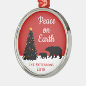 クリスマスモダンは地上に平和をもたらす メタルオーナメント (左)