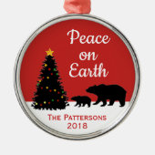 クリスマスモダンは地上に平和をもたらす メタルオーナメント (正面)