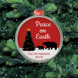 クリスマスモダンは地上に平和をもたらす メタルオーナメント