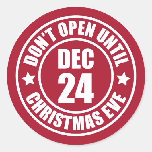 クリスマスモダンイブのスタンプまで開かない ラウンドシール (正面)