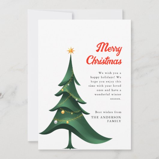 クリスマスモダンエレガントの木メリークリスマス シーズンカード (正面)