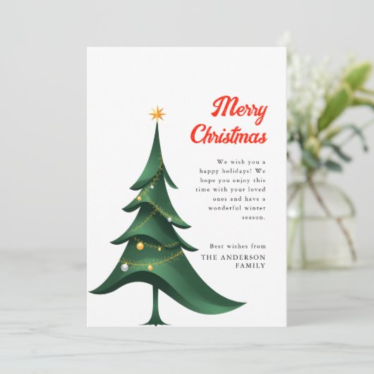 クリスマスモダンエレガントの木メリークリスマス シーズンカード (スタンド正面)