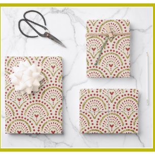 クリスマスモダンエレガントグリッター金ゴールドトリム ラッピングペーパーシート