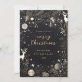 クリスマスモダンエレガントフェスティバルブラックユニーク シーズンカード (正面)