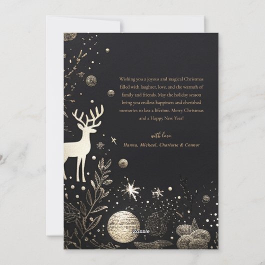 クリスマスモダンエレガントフェスティバルブラックユニーク シーズンカード (裏面)