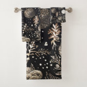 クリスマスモダンエレガントフェスティバルブラック バスタオルセット (インサイチュ)