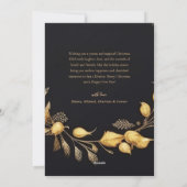 クリスマスモダンエレガントフェスティバルユニークブラック金ゴールド シーズンカード (裏面)