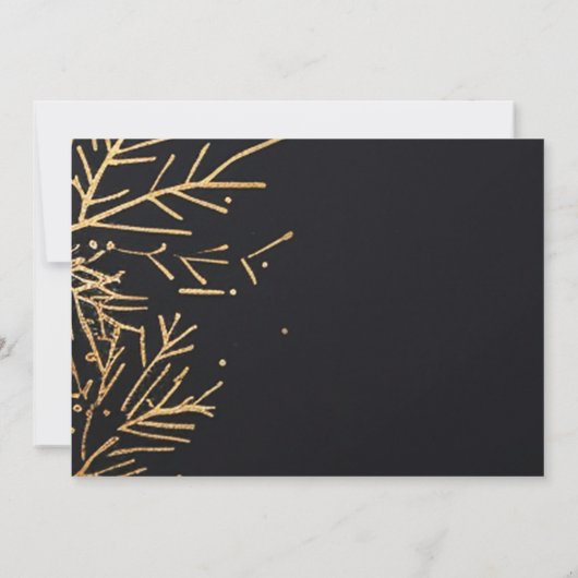 クリスマスモダンエレガント金ゴールドホリデーパーティー 招待状 (裏面)