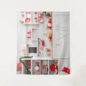 クリスマスモダンキッチン写真の背景 タペストリー (正面)