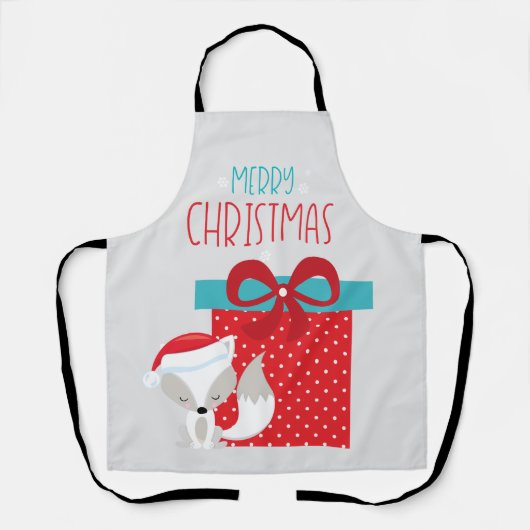 クリスマスモダンキツネ エプロン (正面)