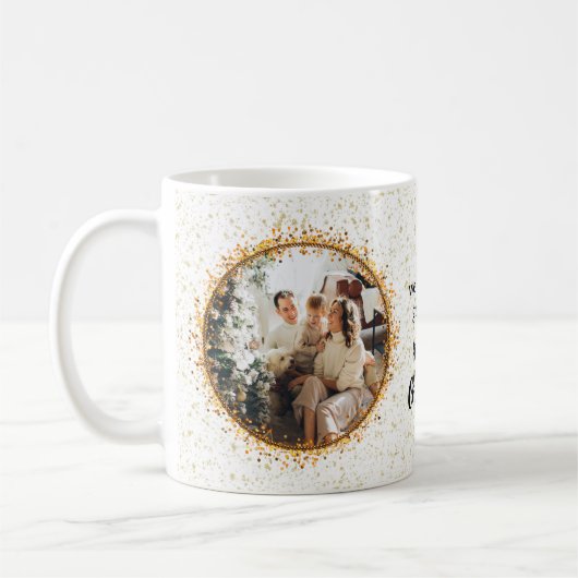 クリスマスモダングリッターフォトコラージュ コーヒーマグカップ (左)