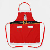 クリスマスモダンサンタクロースと雪だるま エプロン (正面)