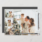 クリスマスモダンスクリプト家族の写真コラージュ シーズンカード (正面/裏面)