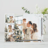 クリスマスモダンスクリプト家族の写真コラージュ シーズンカード (スタンド正面)