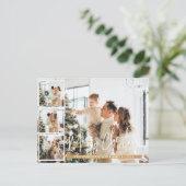 クリスマスモダンスクリプト家族の写真コラージュ シーズンポストカード (スタンド正面)