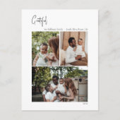 クリスマスモダンスクリプト感謝の垂直3写真 シーズンポストカード (正面)