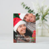 クリスマスモダンタイポグラフィフォト2サイドデザイン シーズンポストカード (スタンド正面)