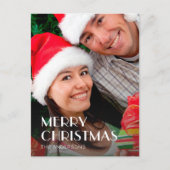 クリスマスモダンタイポグラフィフォト2サイドデザイン シーズンポストカード (正面)