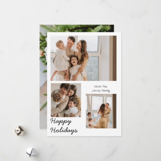 クリスマスモダンタイポグラフィ3枚フォト シーズンカード (正面/裏面インサイチュ)