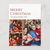 クリスマスモダンタイポグラフィ3枚フォト シーズンポストカード (正面)