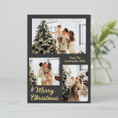 クリスマスモダンタイポグラフィ3枚フォト 箔シーズンカード (立ち正面)