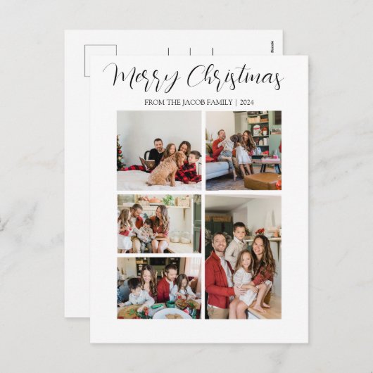 クリスマスモダンタイポグラフィ4枚 シーズンポストカード (正面/裏面)