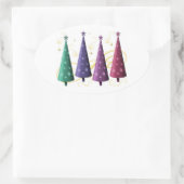 クリスマスモダンツリーのシール 楕円形シール (バッグ)