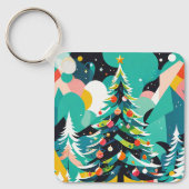 クリスマスモダンツリーイラストレーション1 – キーチェーン (正面)