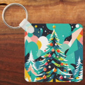 クリスマスモダンツリーイラストレーション1 – キーチェーン (正面)