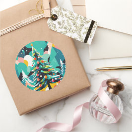 クリスマスモダンツリーイラストレーション1 – ステッカー