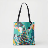 クリスマスモダンツリーイラストレーション1 – トートバッグ (正面)