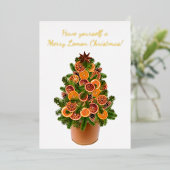 クリスマスモダンツリー乾燥レモン柑橘類フルーツ 箔シーズンカード (立ち正面)